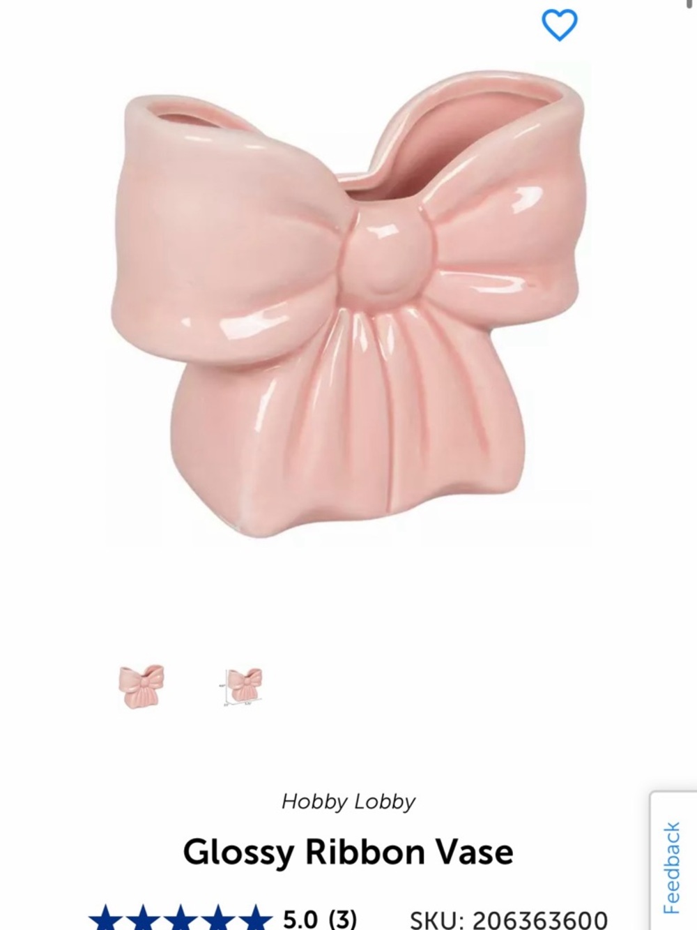 Hobby Lobby Glossy Pink Ribbon Vase